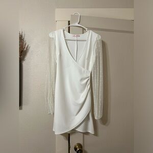 White Sheer Long Sleeve Dress